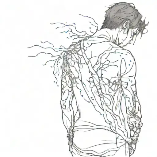 guy bleeding looking back with no regrets with a quote  tattoo design idea