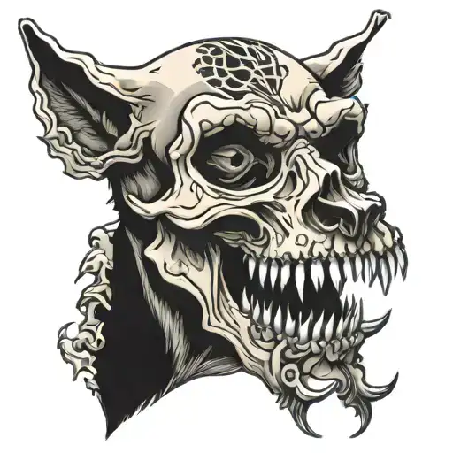 dog jaw skull tattoo design idea