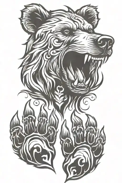 bear paw print   tattoo design idea