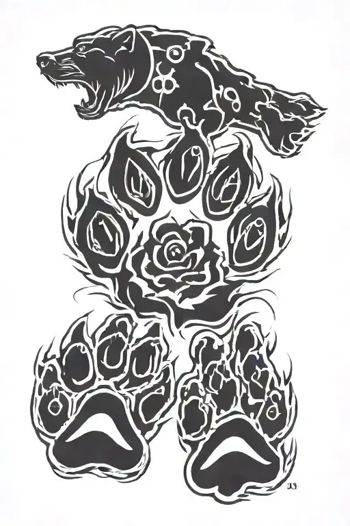 bear paw print with 2 cub prints   tattoo design idea