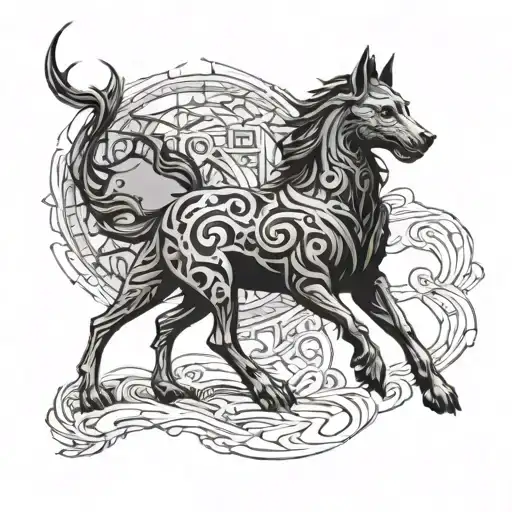 Loki Hel Jormungand Fenrir Sleipnir tattoo design idea