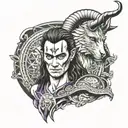 Loki god of cunning and deception Scandinavian mythology tattoo design idea