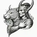 Loki god of cunning and deception Scandinavian mythology tattoo design idea