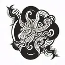 Loki god of cunning and deception Scandinavian mythology tattoo design idea