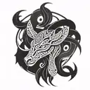 Loki god of cunning and deception Scandinavian mythology tattoo design idea