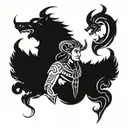 Loki god of cunning and deception Scandinavian mythology tattoo design idea