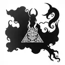 Loki god of cunning and deception Scandinavian mythology tattoo design idea