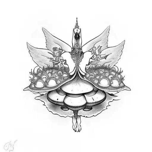 mystic fairy core mushrooms fairy tattoo design idea