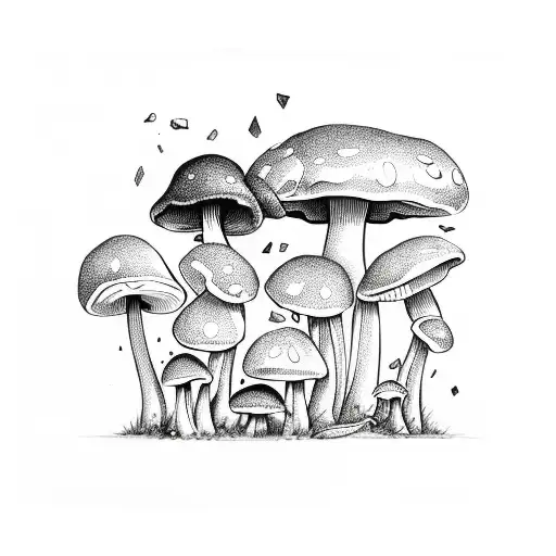 mushroom, mystic, fairy tattoo design idea