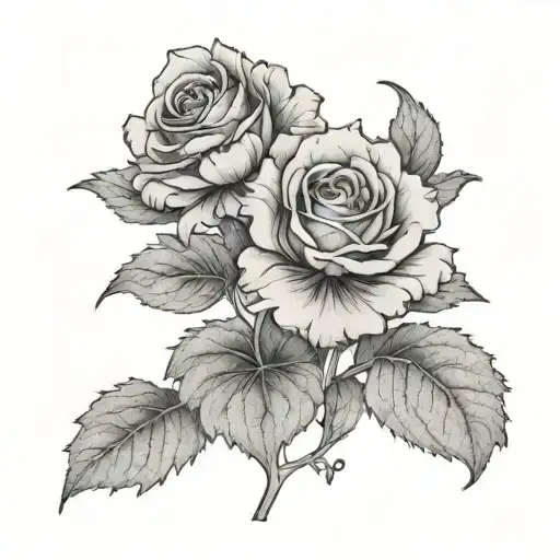 halycon on kale flowers blooming tattoo design idea