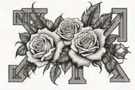 november 2, 2022 in roman numerals with  a cross and roses  tattoo design idea