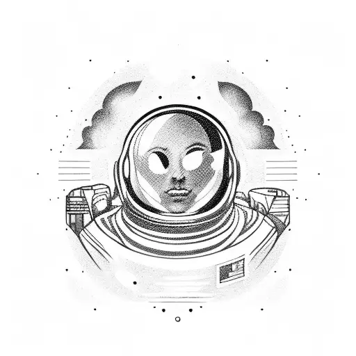 Astronaut floating in space playing a video game tattoo design idea