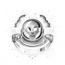 Astronaut floating in space playing a video game tattoo design idea