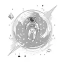Astronaut floating in space playing a video game tattoo design idea