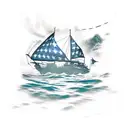 underwater shipwreck with a diver down flag and a usa flag on the ship, with dolphins and hammerhead sharks and a scuba  tattoo design idea