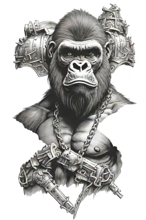 gorilla wearing armour  tattoo design idea