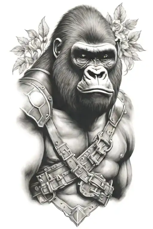 gorilla wearing armour  tattoo design idea