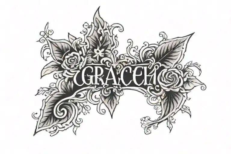 the words Grace Welch and dates 12/17/2002-10/07/2021 tattoo design idea