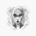 A data analyst character exploring a haunted data center tattoo design idea