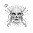 A data analyst character exploring a haunted data center tattoo design idea