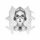 A data analyst character exploring a haunted data center tattoo design idea