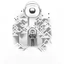 A data analyst trapped in a virtual reality horror game, surrounded by menacing creatures tattoo design idea