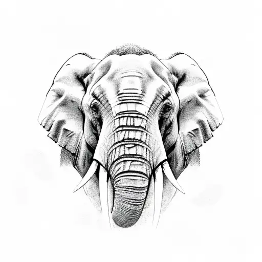 angry elephant mecatronic  tattoo design idea