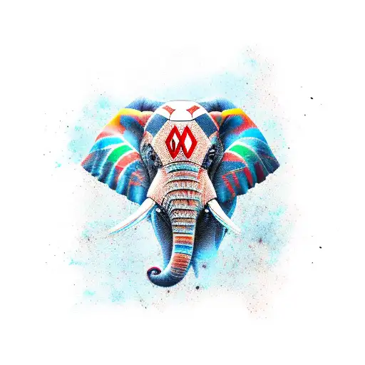 angry elephant mecatronic  tattoo design idea