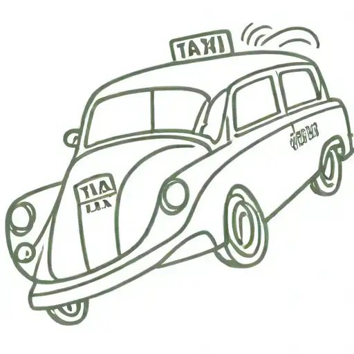 taxi car with Logo DB letters combined tattoo design idea