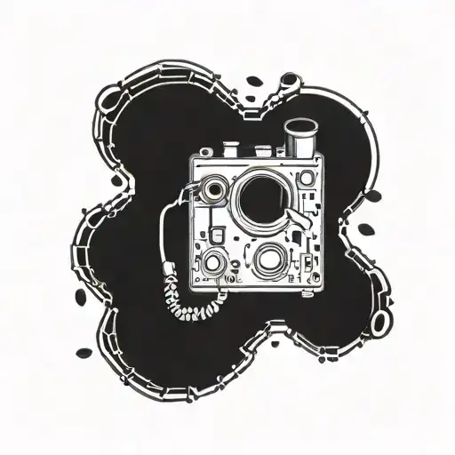 A radiohead inspired circuit board design with coffee beans as accents tattoo design idea