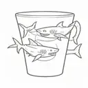 two sharks swimming in a circle in an espresso cup  tattoo design idea
