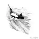 orca whale tail going into water not showing orca tattoo design idea