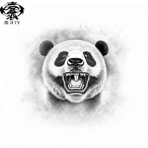 angry and bloody roaring panda bear tattoo design idea