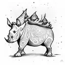 gnome on a rhinoceros tattoo design idea