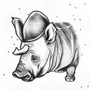 gnome on a rhinoceros tattoo design idea