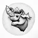 gnome on a rhinoceros tattoo design idea