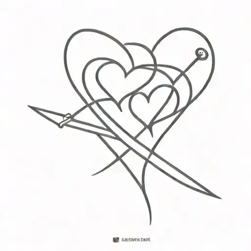 two side-by-side hearts with a sabre fencing sword going through both of them tattoo design idea