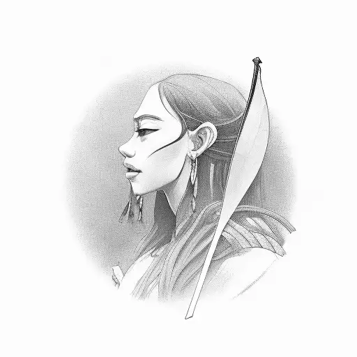 side view of samuri wearing straw jingasa and holding a samuri sword  tattoo design idea