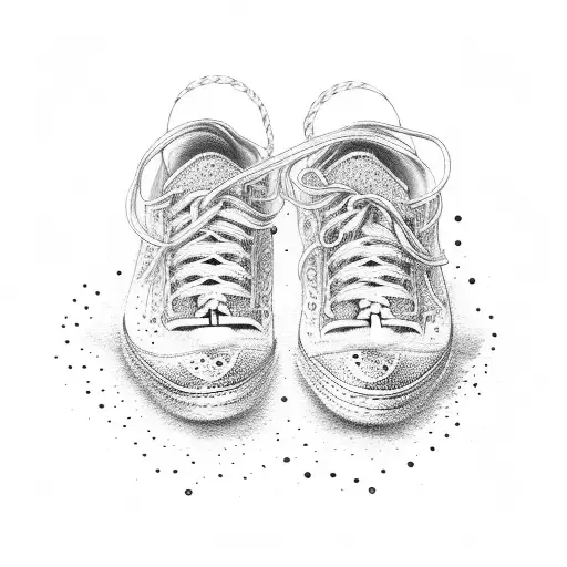 A pair of elegant shoes with ocean waves and Japanese waves intertwining as laces tattoo design idea