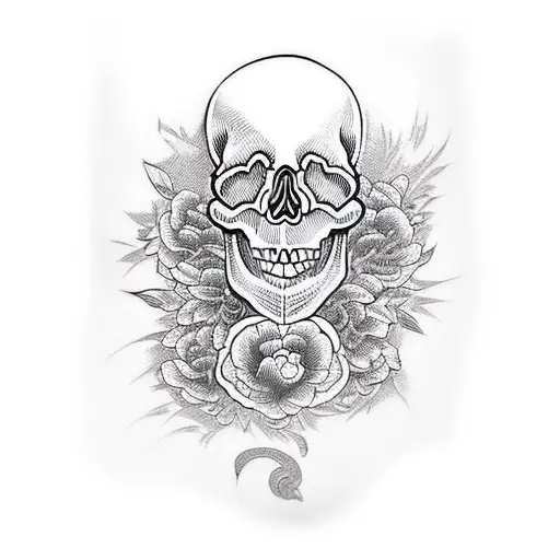 skull japanese blackwork  tattoo design idea