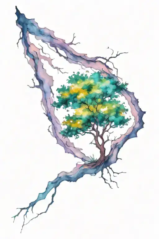 Lightning hitting a tree tattoo design idea