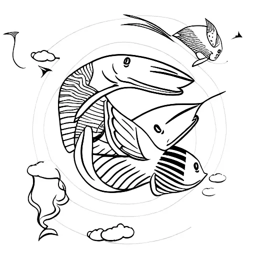 flying fish tattoo design idea