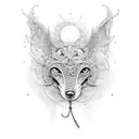 An intricate mechanical design incorporating the names Catalina and Delfina tattoo design idea