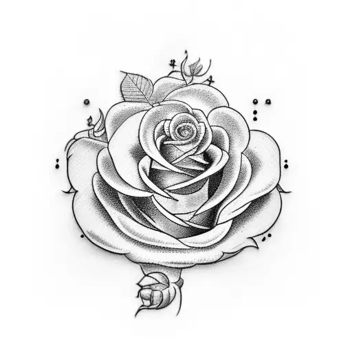 tattoo on upper shoulder and neck with one large rose and two small roses and a glock smocking gun tattoo design idea