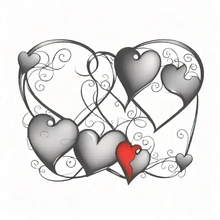 red three hearts connected tattoo design idea