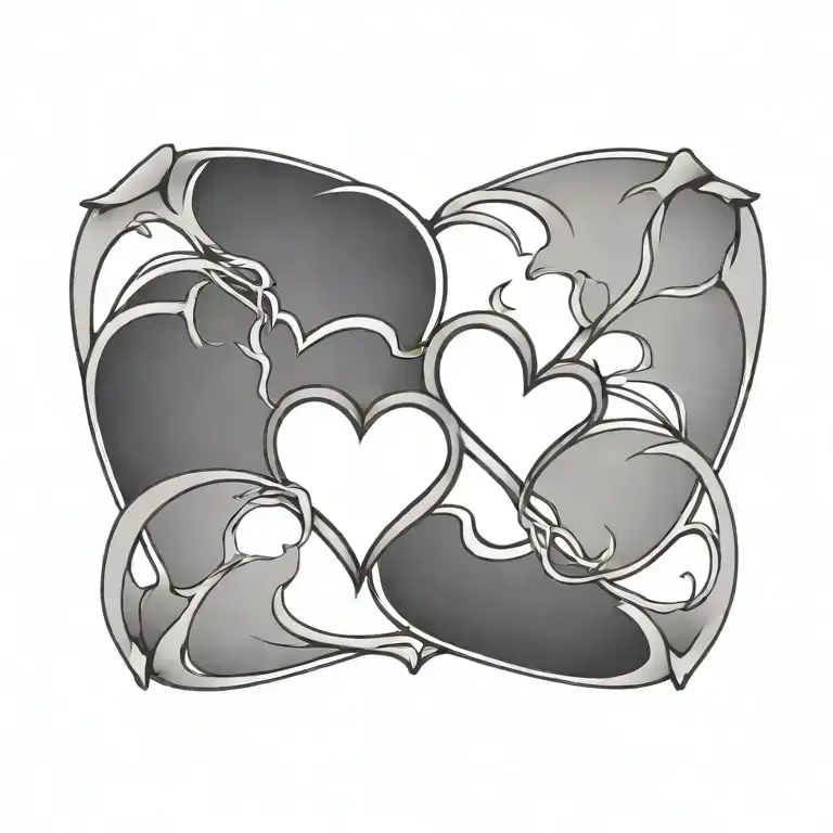 three hearts connected tattoo design idea