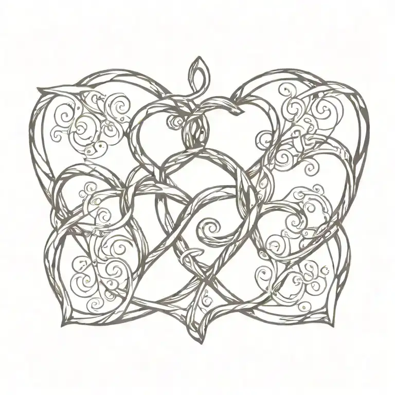 red three hearts intertwined representing tattoo design idea