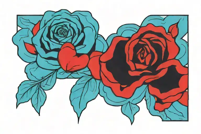 roses and clouds and heart tattoo design idea