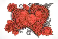 plain red heart shape tattoo design idea