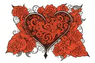 plain red heart shape tattoo design idea